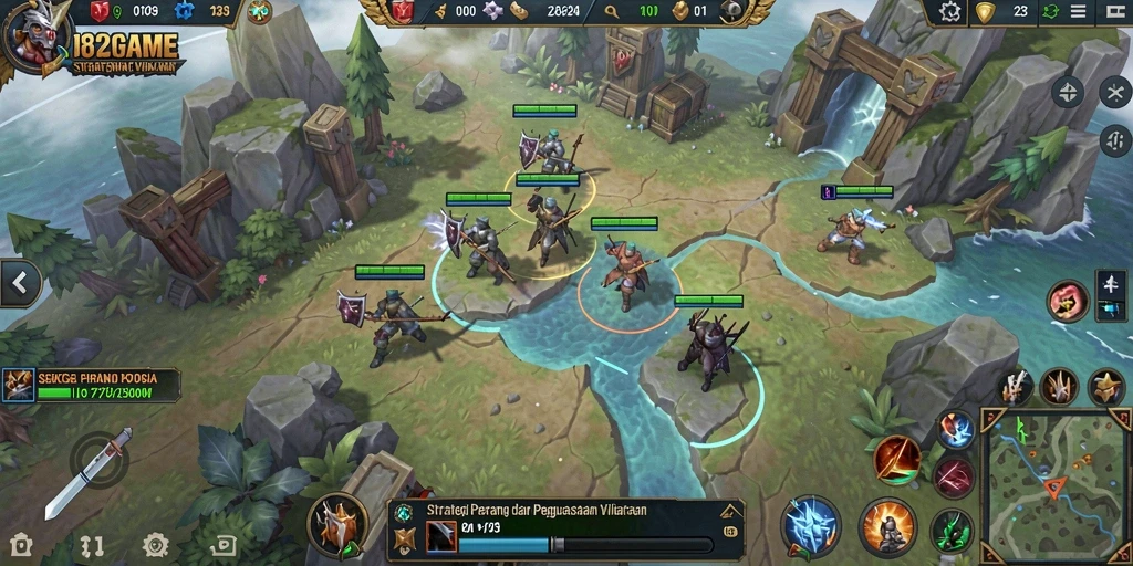 Tampilan gameplay menegangkan di 182GAME dengan strategi dan pertempuran hebat.