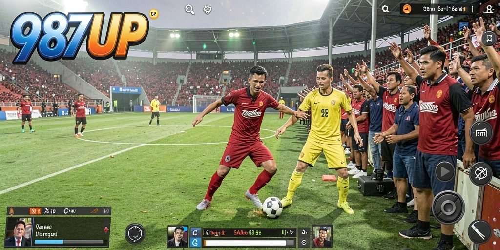 Tampilan gameplay seru 987UP yang menggambarkan pertandingan olahraga.