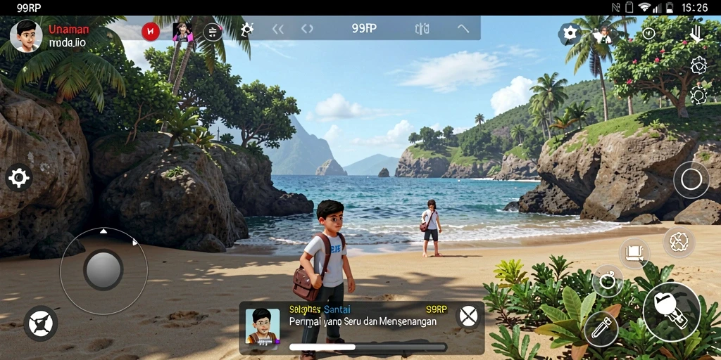 Screenshot gameplay 99RP menampilkan suasana permainan yang ceria dan menarik.