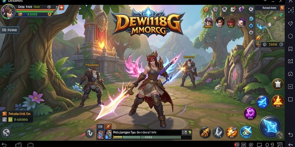 Screenshot gameplay DEWI188 yang menampilkan pertempuran epik di dunia fantasi.