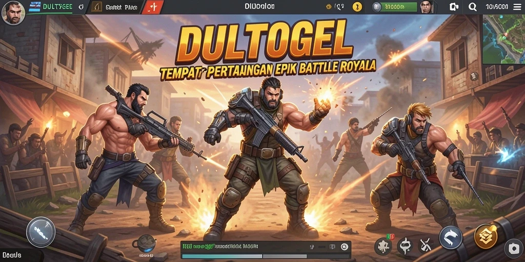 Screenshot gameplay DULTOGEL yang menampilkan pertarungan epik Battle Royale.