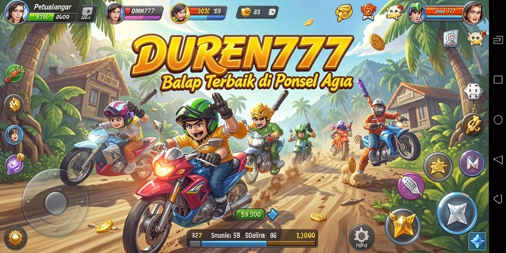 Screenshot DUREN777 menunjukkan aksi balapan yang mendebarkan di jalanan city.