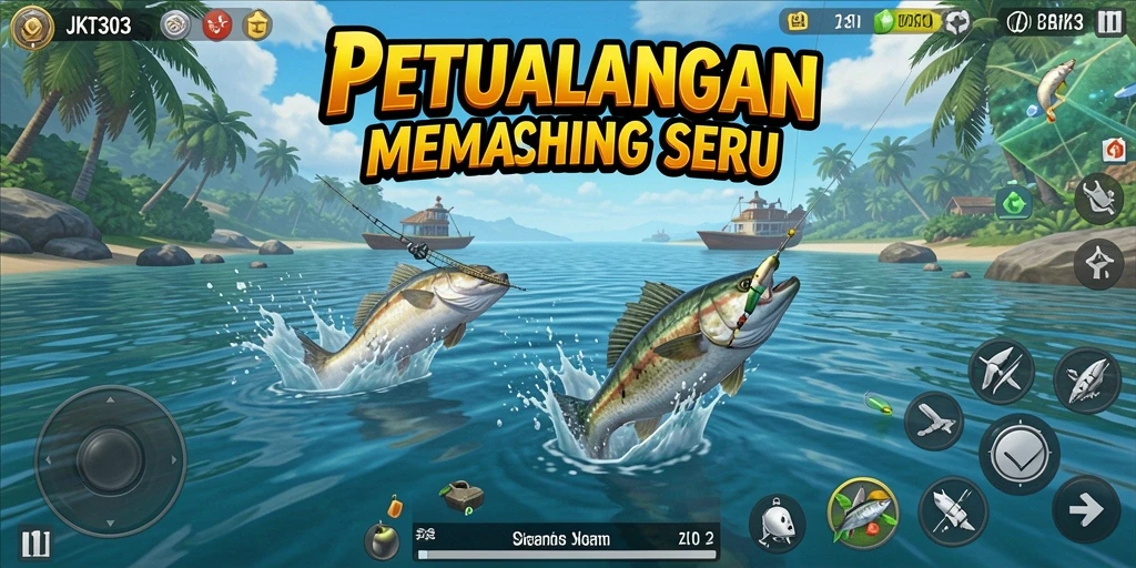 Tampilan gameplay yang menampilkan pengalaman memancing yang seru.