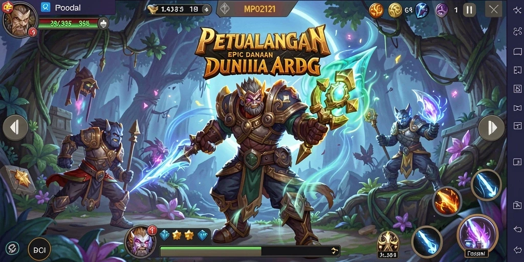 Screenshot gameplay MPO2121 menampilkan aksi seru dalam pertempuran ARPG.