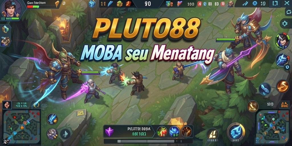 Tampilan dinamis dan seru dari gameplay <strong>PLUTO88</strong> yang melibatkan pertempuran antar tim.