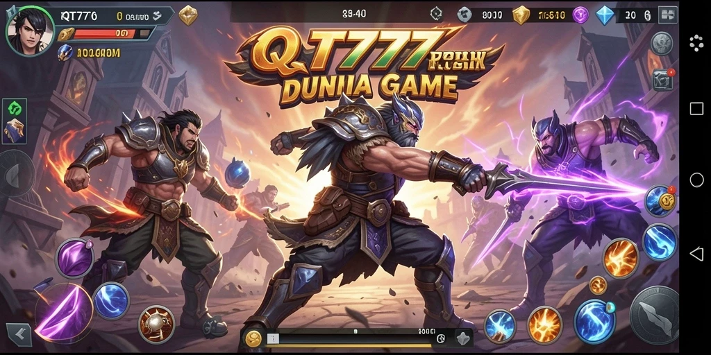 Screenshot gameplay QT777 yang menunjukkan aksi pertarungan seru.