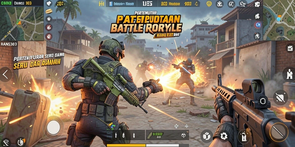 Gameplay seru RANS303 dalam suasana pertarungan Battle Royale