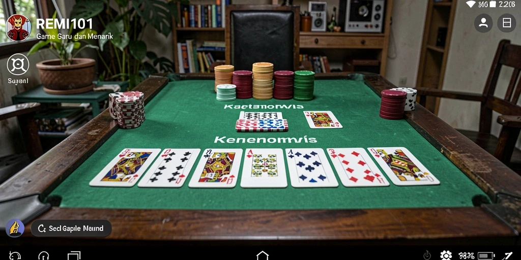 Tangkapan layar utama REMI101 dengan tampilan gameplay Gaple yang menarik.