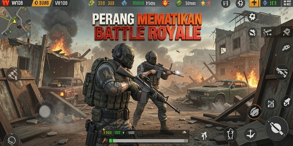 Tampilan terjun bebas di medan perang Battle Royale VW108.